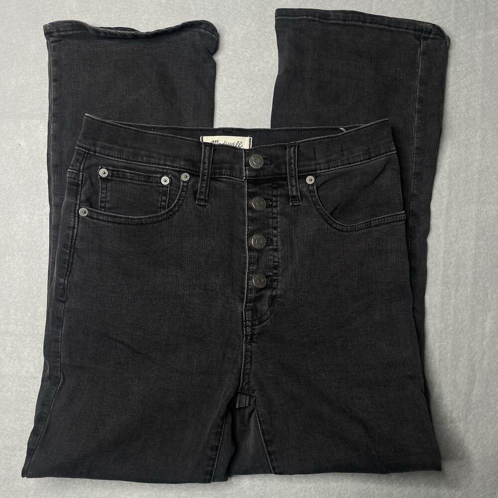 Madewell Cali Demi Boot Jeans Womens 27 Dark Gray Cropped Flare